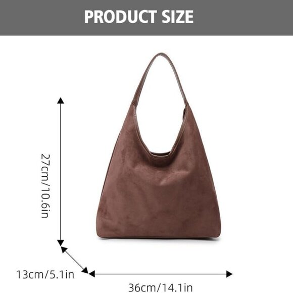 Brown Suede Tote Bag for Women Large Capacity Trendy Everyday Purse - Picture 6 of 6